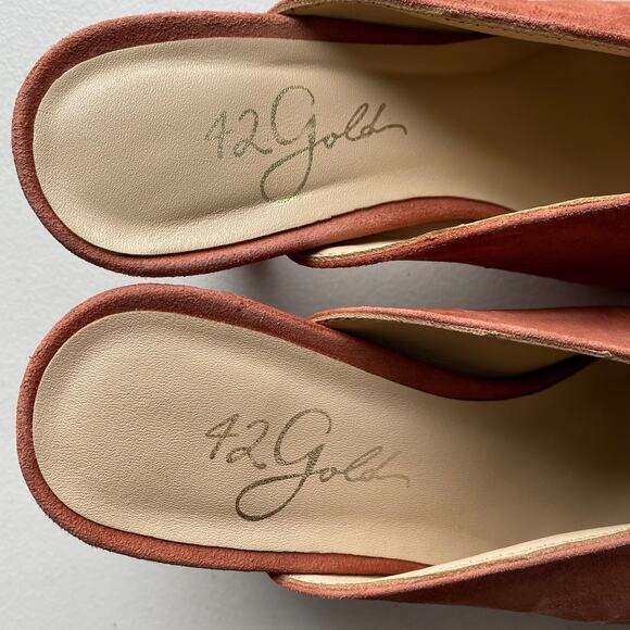 42 GOLD Brand Overcome Mule Heels In Tobacco Suede, Pink, Heels Women's Size 6.5 - Picture 4 of 11